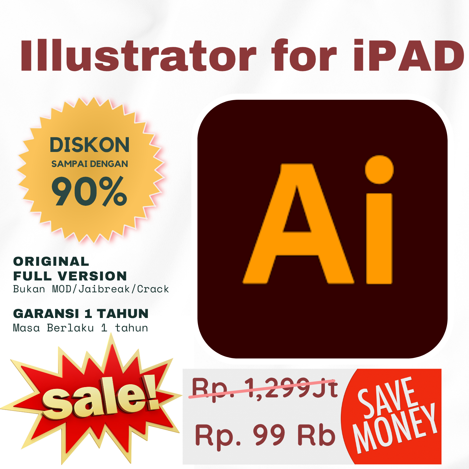 Adobe Illustrator for iPad original, langsung aktif, berlaku 1 tahun